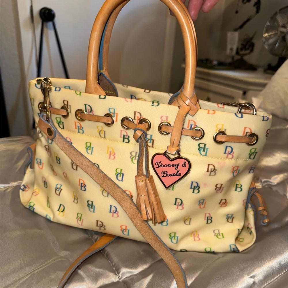 Dooney & Bourke Cream Satchel with Leather Accents